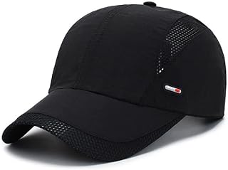 Frackson Breathable Net Design Men Sun Visor Cap Baseball Adjustable Sport Summer for Golf Tennis Cricket Cycling Running Gym Sun UV Protection (Black)