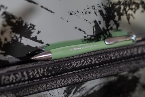 Image of Schneider Slider Rave XB 132664 Ballpoint Pen (Limited Special Edition, 3x Organic Green, 1x Silver Grey, Made in Germany) Pack of 4, Ink Colour: Blue
