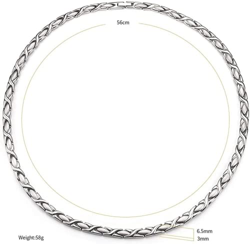 Wollet Women's Titanium Necklace 3 In 1 Magnetic Solid Germanium Infrared 21" 5Mm Chain (Silver) Jewelry #TOP3