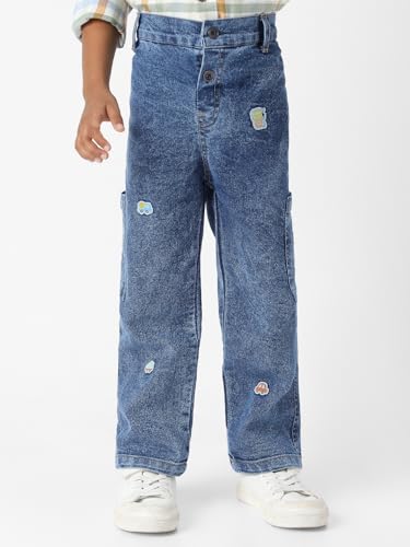 Image of Nautinati Boys Cotton Denim Jeans with Value-Added Detailing | Age 2-10 Years