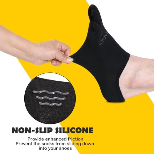 No show Toe Socks Coolmax Low Cut Non-Slip Running Socks Invisible Ankle Five-Finger Design (3 Pairs)4
