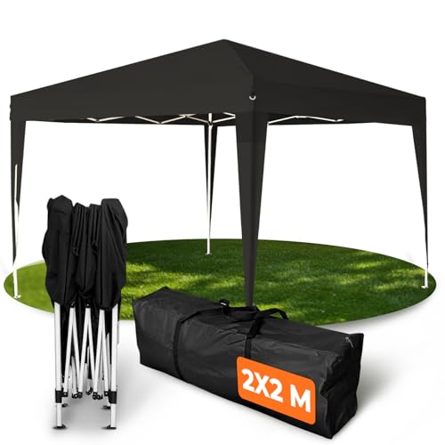 Kronenburg Faltpavillon wasserdicht Dachmaß 2 x 2 m UV Schutz 50+ Pavillon in Schwarz