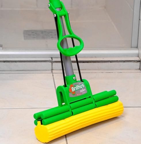 Mop Sek+ com Cabo Retrátil, Cor Verde com Amarelo, Linha Brilhus, Bettanin.