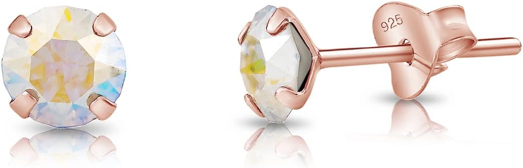 Orecchini Donna Rossi DTPsilver - Punto Luce In Argento 925 Placcato Oro Rosa Con Cristallo Austriaco 3 Mm - Gioielli Lovli Colorati, Diametro 3 Mm - 2