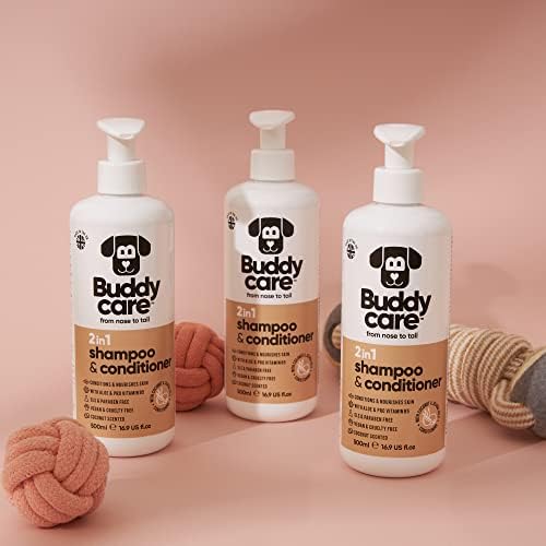 Buddycare 2in1 Dog Shampoo and Conditioner (16.90oz) | Coconut Scented Dog Shampoo Sensitive Skin | Hypoallergenic Itch Relief for Smelly Dogs | Essential Dog Grooming Supplies — view 6