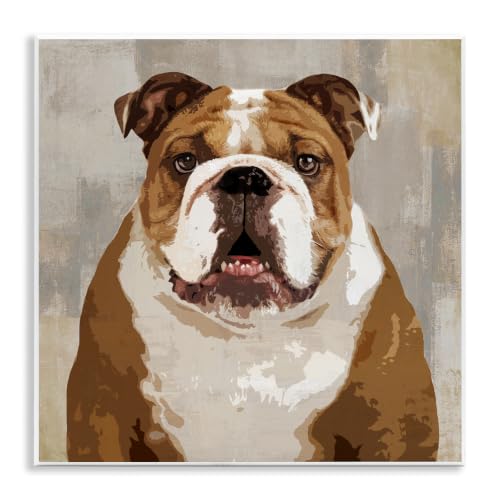 Bulldog Pet Collage Abstract, 12 x 12 Inch Mounted Print on Wall Plaque