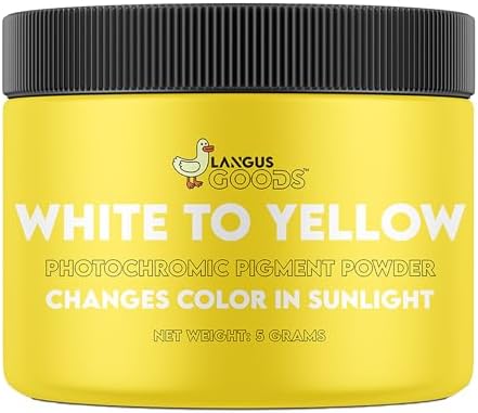 Color Changing Photochromic Pigment Powder - Changes Color in Sunlight & Changes Back When Sunlight is Blocked - 5 Grams (White to Yellow)