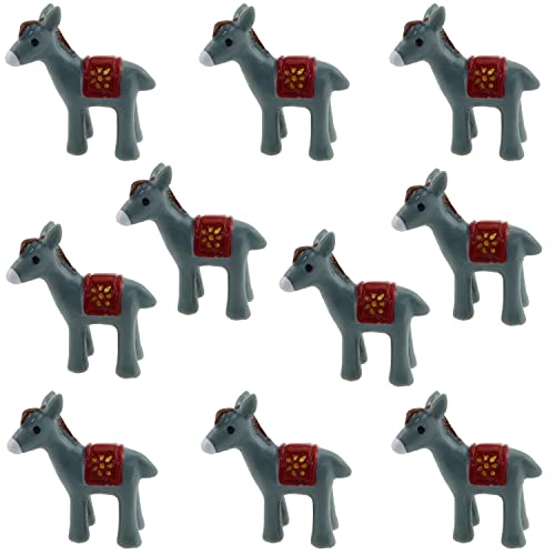 LUORNG 10pcs Resin Donkey 30x30mm Mini Resin Donkey Animal Decoration for Fairy Garden Dollhouse Terrarium Bonsai Craft Micro Landscape