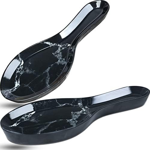 Y7Y7 2Pcs Spoon Rest for Kitchen Counter, Spoon Holder for Stove Top, Black Spoon Rest for Stove Top, Large Size, Dishwasher Safe,Breakage-Proof, 20Years of Service Life 