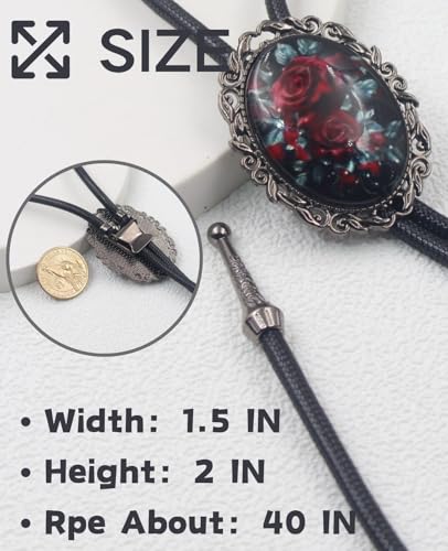 Image of PEARLY JUN Bolo Tie for Women Men Flower Rose Western Cowboy Brown Leather Country Style String Vest Gifts