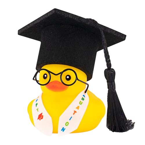 wonuu Graduation Stole Rubber Duck, Car Dashboard Duck, Funny Grad Gift Yellow Ducky for Friends Classmates Graduation Party Decor (Black)