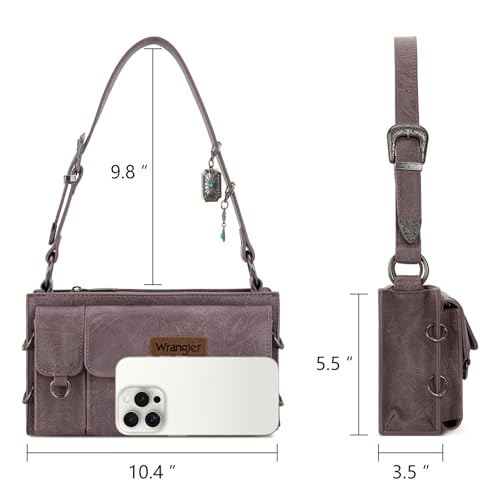 Wrangler Small Shoulder Bag Y2K Purse Cute Western Purses for Women Mini Handbags with Detachable Charms, Purple WG-HB-300-523-2-PP by Montana West - Image 3