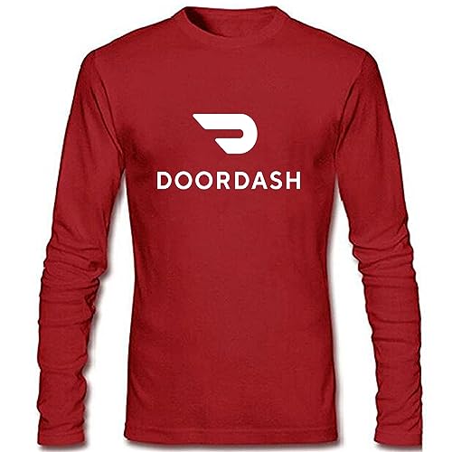 Generic Men's Door-Dash Funny Food Delivery Long Sleeve Shirt, Gray,black