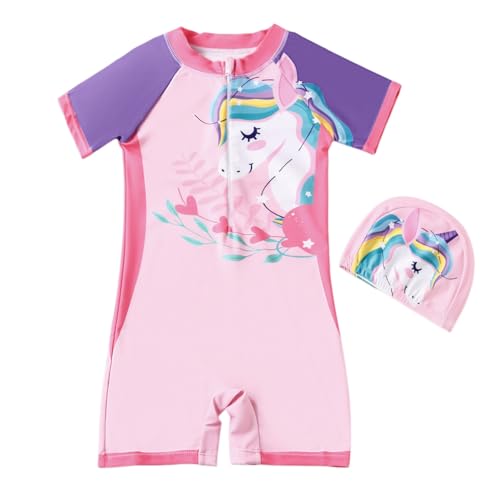 Girls Swimsuit One-Piece UPF 50+ Sun Protection Swimwear for Kids Quick-Dry Learning to Swim Bathing Suit for Beach & Pool (UAE/KSA Age 8 Years 10 Years Regular Unicorn)
