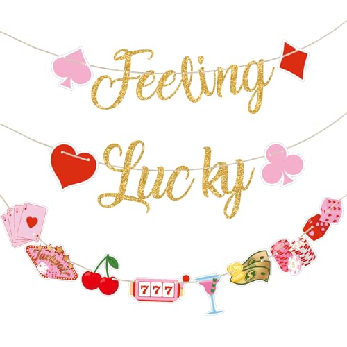 Epakh 3 Pcs Feeling Lucky Banners Casino Bachelorette Decoration