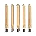 Lot de 5 Ampoules Long Tube, Filament LED Edison, 4W, Équivalent Incandescence 40W, Culot E27, Blanc Chaud 2200K, 400LM, Verre Ambré Pour Décorative Ampoule, AC 220-240V, Non dimmable