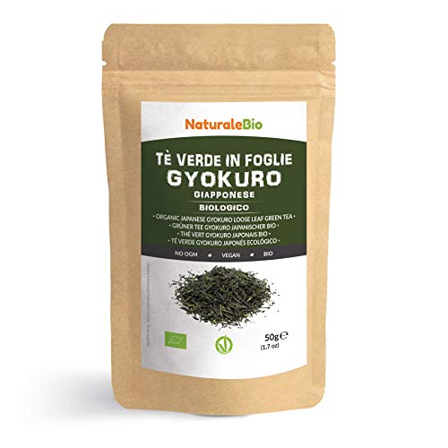 Japanischer Grüner Tee Gyokuro Bio 50g. 100% natürlicher und reiner grüner Tee lose in Blättern der ersten Ernte, die in Japan angebaut werden. Pure Organic Japanese Gyokuro Green Tea. NaturaleBio