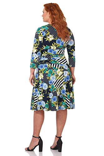 Rekucci Curvy Fit Plus Size Women's Slimming 3/4 Sleeve Tummy Control Dress3