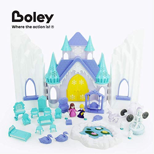 Boley Ice Castle Princess Dollhouse - 26 Piece Doll House Toy Playset With Large Light And Sound Castle, Little Princesses, Palace Furniture And Frozen Kingdom Garden For Little Girls #TOP5