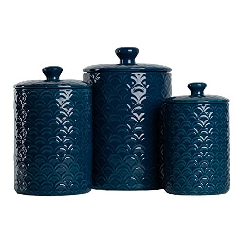 Image of 10 Strawberry Street Kitchen Canister, 3 Piece Set, Ocean Navy