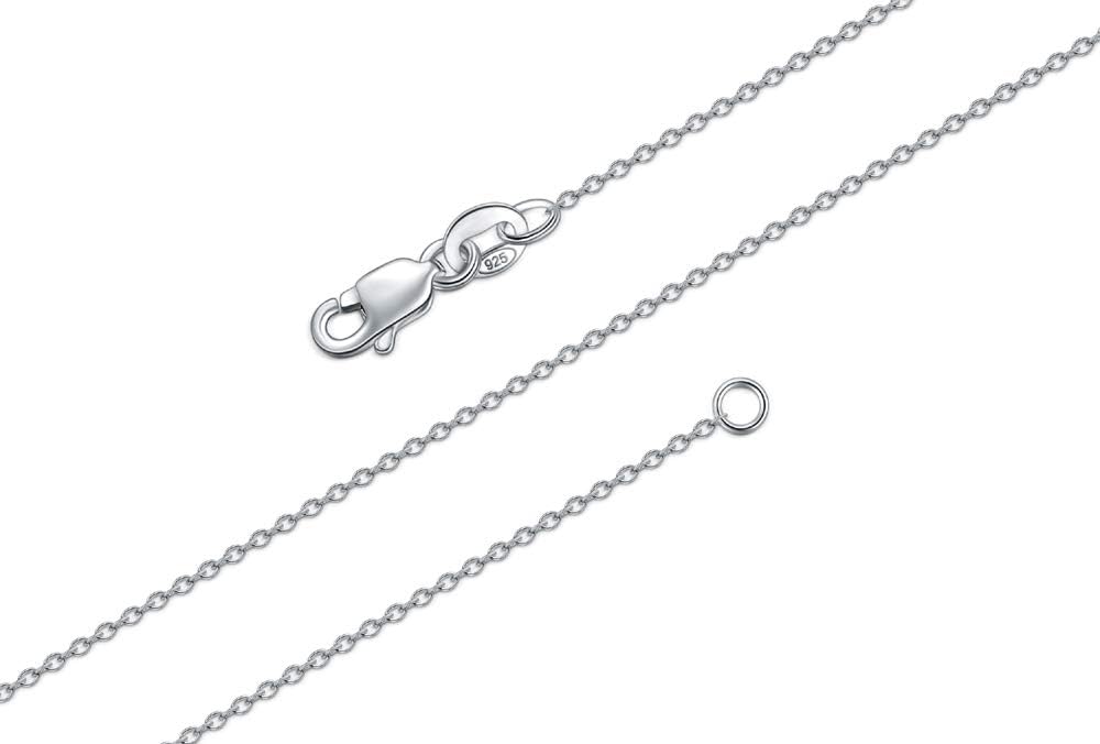 BORUO925 Sterling Silver Cable Chain Necklace, 1mm 1.5mm Italian Necklace with Lobster Claw Clasp 14-30 Inch/Silver Chain For Women