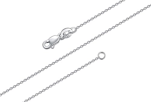 BORUO 925 Sterling Silver Cable Chain Necklace, 1mm 1.5mm Italian Necklace with Lobster Claw Clasp 14-30 InchSilver Chain For Women