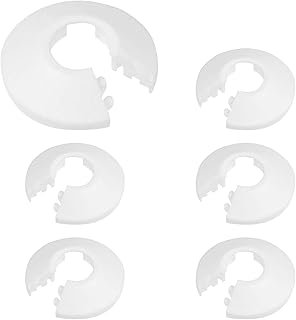 6pcs Pipe Collars,Plastic Radiator Pipe Covers Pipe Collar,Water Pipe Cover,Radiator Pipe Collars White Pipe Cover Collar Radiator Pipe Cover Sleeves Heating Pipe Covers for 15mm Diameter Pipe Decor