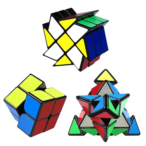 Pack of 3 | Puzzle Speed Cubes | Cube - Pyramid - Polygon | IQ Brain Challenge for kids or adults | Intelligence test Brian teaser | 3D Toy | Twisting Blocks |