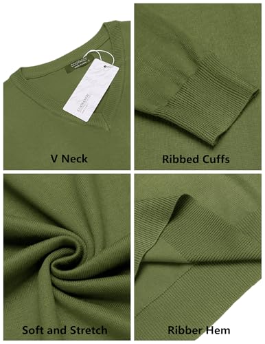 Image of COOFANDY Mens Casual V Neck Sweater Knit Slim Fit Long Sleeve Pullover Top