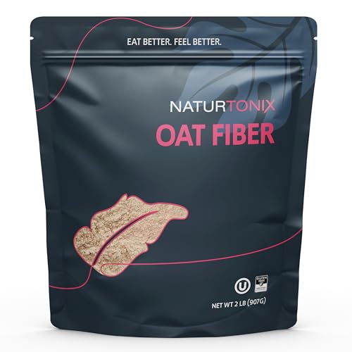 Naturtonix Premium Oat Fiber, Pure White, Low Carb Flour Alternative, Non-GMO Vegan & Gluten Free, Kosher, Great for Breads & Smoothies, 2 Pound