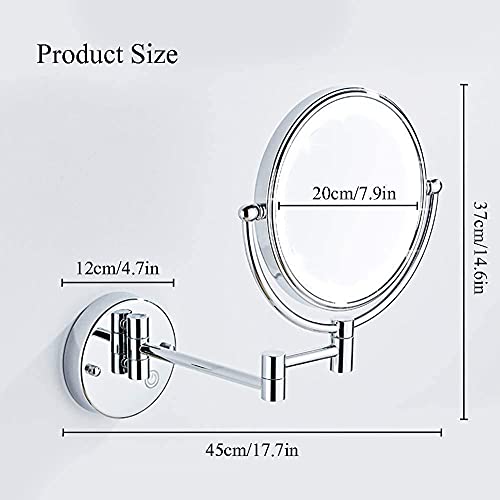 Miroir de maquillage rond 8 pouces double face grossissant 10X mural USB