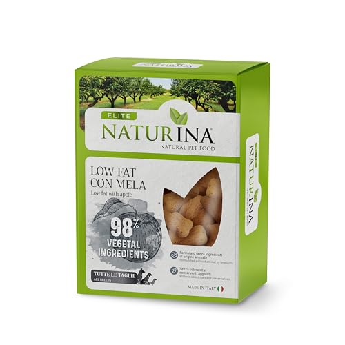 NATURINA - Elite Biscotto per Cani Adulti con Mela, Gustoso e Digeribile, Aiuta l'Igiene Orale, Senza Ingredienti di Origine Animale e Coloranti, per Tutte le Taglie, Made in Italy, Scatola da 400g
