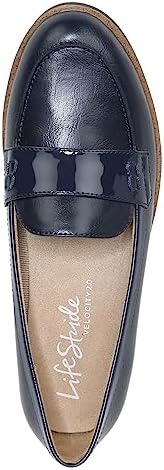 LifeStride Womens Zee Loafer, Navy Shiny, 8.5 Wide US | Image 7