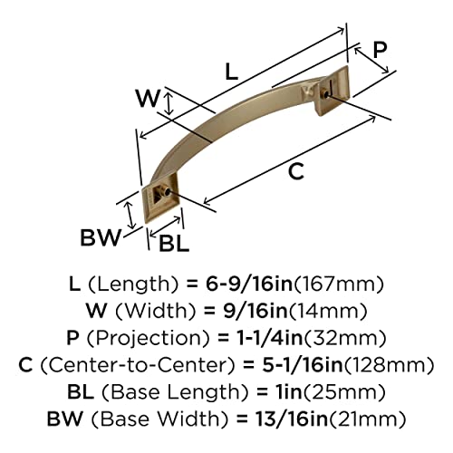Image of Amerock | Cabinet Pull | Golden Champagne | 5-1 /16 inch (128 mm) Center to Center | Candler | 1 Pack | Drawer Pull | Drawer Handle | Cabinet Hardware