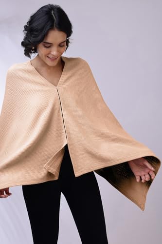 Image of Zelena Cotton Bamboo Blend Premium Nursing Cover for Breastfeeding | Breastfeeding Cover for Mothers | Feeding Shawl for Mother | Feeding Cloth | Breathable Nursing Covers | Poncho For Mom (Champagne)