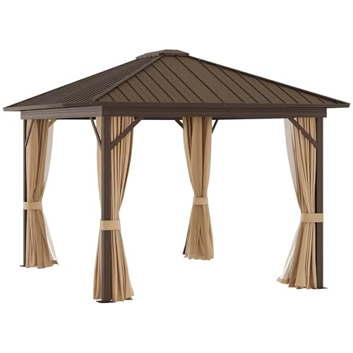 Outsunny 10' x 12' Hardtop Gazebo Canopy with Galvanized Steel Roof, Aluminum Frame, Permanent...