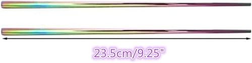 Miniatura 4 de Koolemon Juego de 5 pares de palillos de acero inoxidable 304 de arcoíris multicolor pulido, palillos de metal reutilizables, aptos para