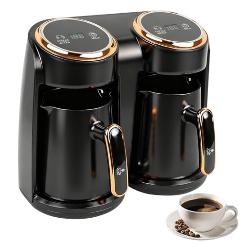 CISSIYOG Cafetera Turca, 600 W, cafetera turca con doble sistema de calefacción, protección contra desbordamiento y protección contra ebullición en seco, 300 + 300 ml (1 a 8 tazas)