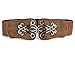 uxcell Lady Faux Leather Floral Interlock Buckle Elastic Waist Belt Brown