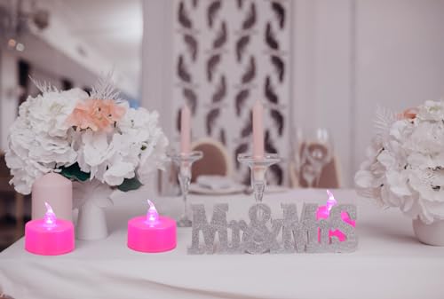 Image of KOABY 12 Pack Pink Light Flameless Tea Lights, Pink Base, Last 100H+ | for Decor