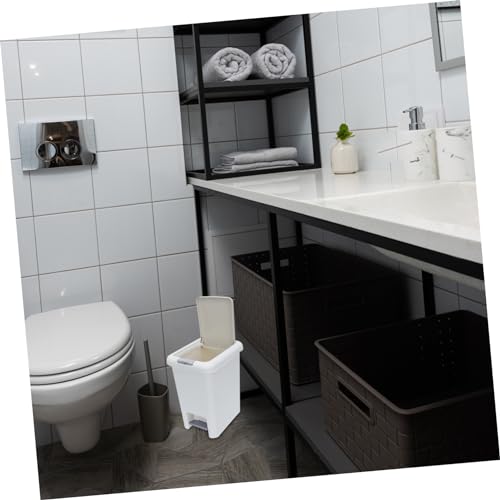 Caneca de basura rectangular blanca con pedal miniatura 6