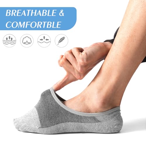 Sunm Boutique Men's No Show Socks 3/6 Pairs Low Cut Invisible Cotton Socks for Loafer with Non Slip Grips Size 6-10/10-133