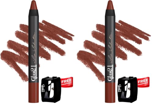 Image of Glam 21 Lip Seduction Non- Transfer Crayon Lipstick up to 12 Hours Stay | Lightweight & Longlasting|Creamy Matte | Smudge Proof - 3.6gm|Coffee-15 (Matte) (Pack of 2)