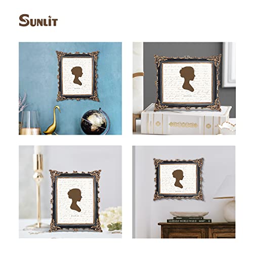 Sunlit Vintage Picture Frame 8x10 Inch, Luxury Antique Photo Frames with Glass Front, Photo Display, Tabletop Wall Hanging, Gift Ideas, Black