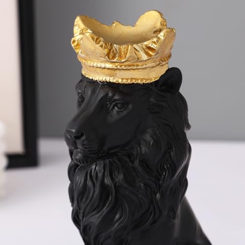 Image of TIED RIBBONS Decorative Crown Lion King Statue Showpiece Sculpture Animal Figurines (Black, Resin, 9 cm x 18 cm) Idol for Home Decor Bedroom Living Room Table Top Office Decoration Gifting Items