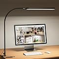 SKYLEO Led Desk Lamp - Desk Light for 33.5" Tall - Flexible Gooseneck - 5 Color Modes X 11 Brightness Levels - 1300LM - Timmer & Memory Function - 12W Clip on Light - Black