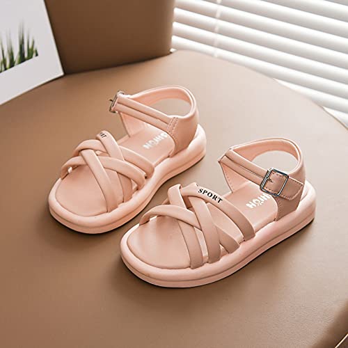 Girls' Sandals Girls Crossed Toddler Beach Sandals Summer Children Baby Boys Shoes Strap Girl's Shoes (Pink, 12 Little Kids)3