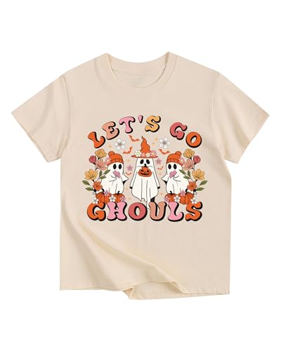 Halloween Shirts for Girls Pumpkin Ghost Graphic Tshirts Cotton Short Sleeve Tee 2-12 Years