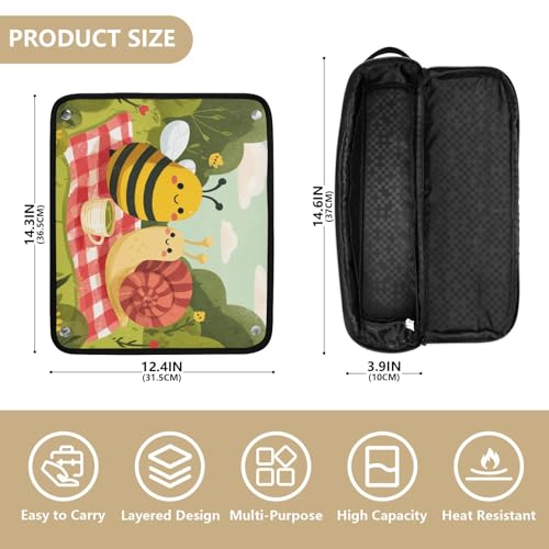 Estuche de viaje 2 en 1 para rizador y plancha con tapete resistente al calor y gran capacidad organizadora para herramientas para el cabello miniatura 4