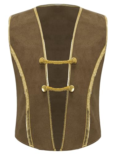Boys Medieval Pirate Vest Viking Renaissance Steampunk Waistcoat Kids Halloween Party Cosplay Dress Up